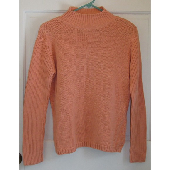 Talbots Womens Peach 100% Mercerized Cotton Mock Neck Long Sleeve Sweater Size M - Picture 1 of 6